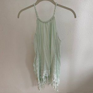 Free People Light Green Detailed Top